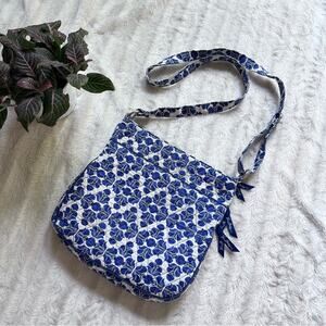 Vera Bradley White and Blue Print Quilted Crossbody Bag